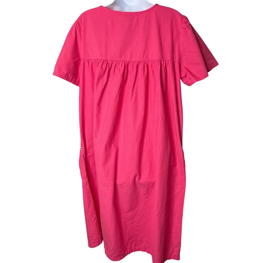 Expressions Womens Pink Cotton Floral Embroidered‎ Muumuu Dress Sz M Cottagecore